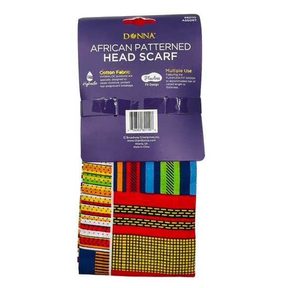 Donna African Patterned Head Scarf 13" x 60" Cotton Fabric - Picture 2 of 4